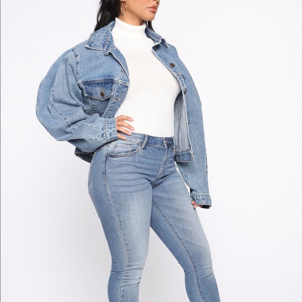 Bubble Sleeve Denim Jacket. Large - image 5